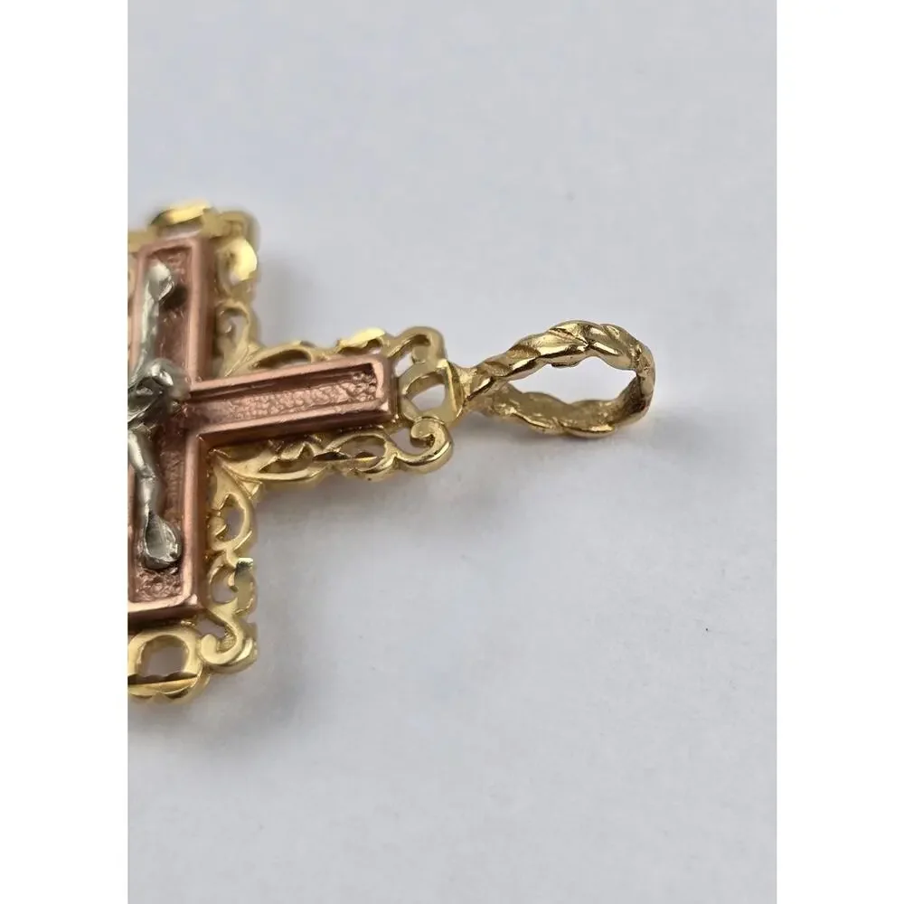 Michael Anthony 14k Tri-Color Gold Cross Crucifix 4.4g. large bale for chain